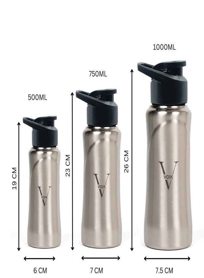 VOIK Kiddo Screw Silver Matt Water Bottles 500ml | Easy Grip Stainless Bottles | Steel Bottle For Office, Gym, Kids Used | Leak Proof & BPA Free - Image 4